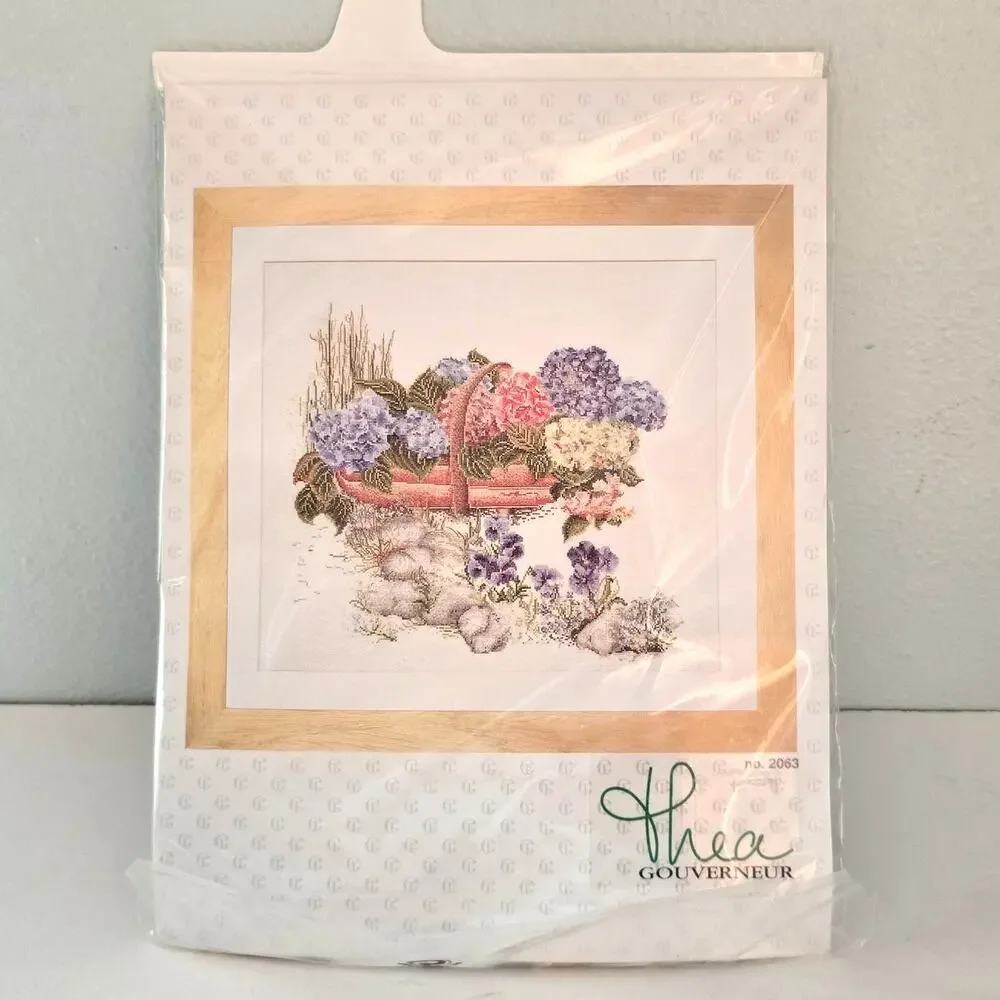 Thea Gouverneur Mixed Hydrangea Cross Stitch Kit Cottagecore Gardencore Crafter